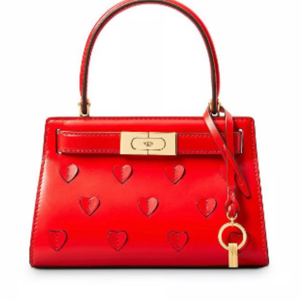 Tory Burch Lee Red Heart-Embellished Handbag